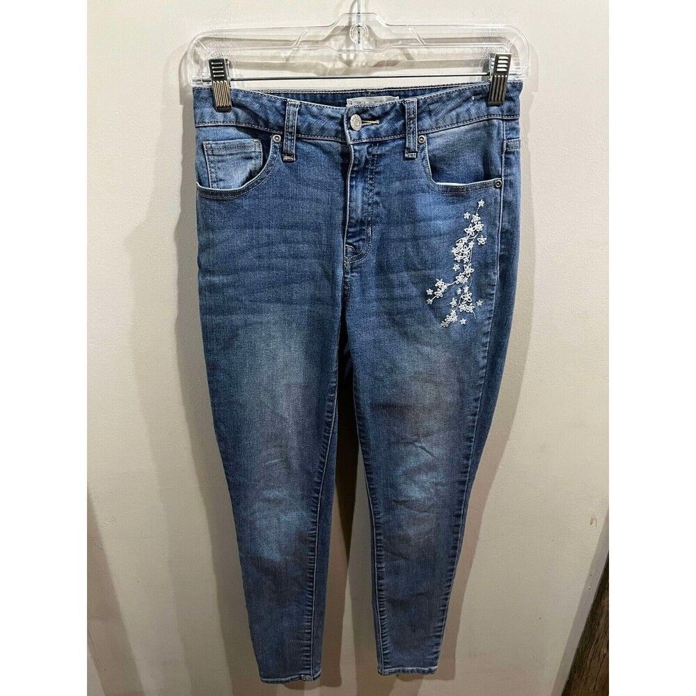 Harper Heritage Jeans Womens 26 Blue High Rise Skinny Embroidered Denim Boho